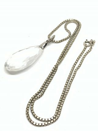 Antique Art Deco Sterling Silver Rock Crystal Necklace 214