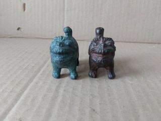 Old Chinese Bronze Brass Foo Dogs Lions