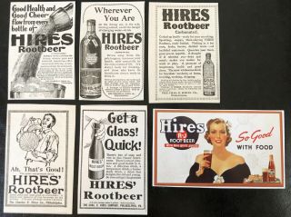 Rare Antique C1890s Hires Root Beer Carbonated Drink Bottle Vtg Print Ads,  Bonus
