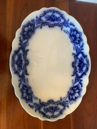 Outstanding Antique Flow Blue Ironstone Platter - Alaska Pattern By Grindley
