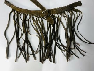 Vintage Antique Brown Leather Horse Fly Net Mask Western Barn Fringe