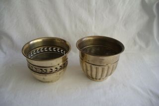 Two Antique / Vintage Small Brass Planters / Pot Holders.