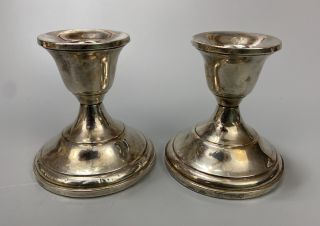Vintage Fisher Sterling Silver Candlesticks Weighted Set Of 2 - 3.  5 "