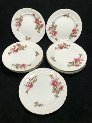 Set Of 11 Vintage L&m China Salad Plates Pompadour Rose 7.  5 " Tearoom Gold Trim