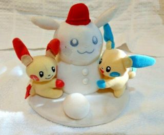 Rare: Pokémon Pikachu Snowman With Minun & Plushie,  Plush Figure
