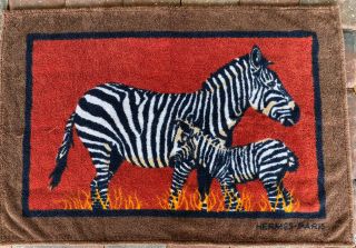 Hermes Beach Bath Towel Floor Mat Cotton Zebra Animal Interior Rare