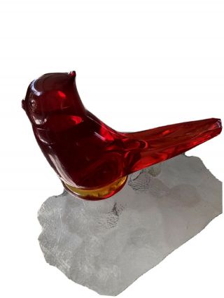 Hand Blown Glass Paperweight Red Cardinal Signed By Artist W Ward 1988 Rare