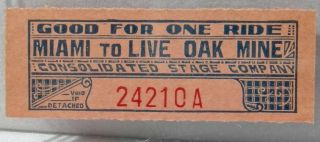 1900s Arizona " Miami To Live Oak Mine " Az " Good For Ride " Rare Stage Scrip Token