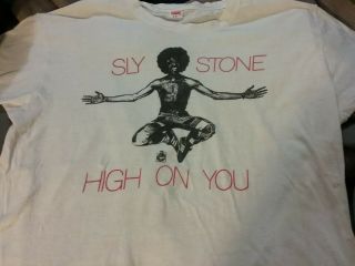 Sly Stone 1975 High On You Us Epic Promo 1 Stich Shirt L Vg Rare Holes Htf Vtg