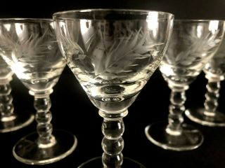 Vintage Set Of 5 Crystal Cut Wheat Pattern Cordial Glasses 3.  5 