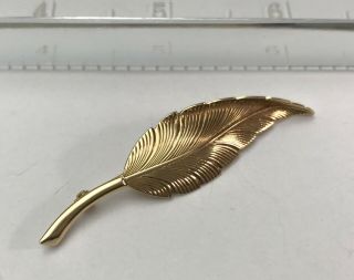 Rare Vintage Tiffany & Co 14k Solid Gold Leaf Feather Pin Brooch - Fine Detail