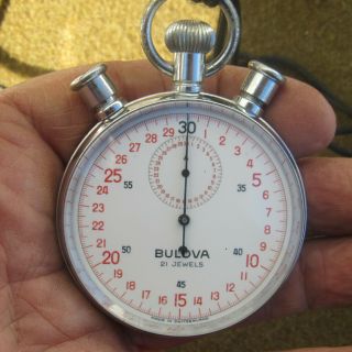 Rare Vintage 1960s Era Bulova 19EA Stopwatch Sportstimer Timer 21j 5 Adjustments 5