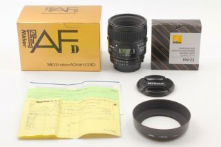 [RARE in BOX] Nikon AF Micro Nikkor 60mm f/2.  8 D,  Hood HN - 22 From Japan 2