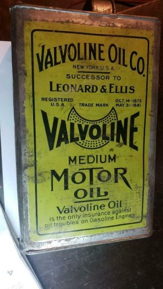 Antique Vintage Early Valvoline Gallon Motor Oil Can Rare Advertising Display
