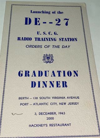 Rare Antique American World War Ii Us Coast Guard Radio Training Station 1943