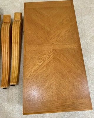 Rarely wood dining table with a leaf and 2 arm chairs and 4 side chairs 3