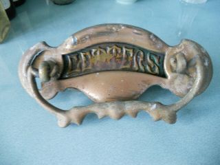 Reclaimed Antique Art Nouveau Brass Letter Box And Door Knocker For Restoration