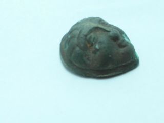 Ancient Roman Bronze Applique In Shape Of The Head Of Bacchus.  30x29mm;20.  5g.  Rare