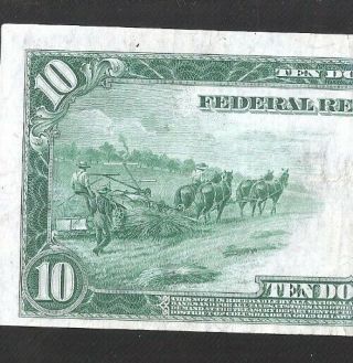 Rare Type B 1914 $10 Federal Reserve Note No Pinholes Or Tears