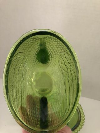 Rare Indiana Glass Co.  Lime Green Iridescent Hen On A Nest 3