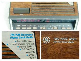 Vintage General Electric Ge Model 7 - 4616b Two Wake Times Am Fm Alarm Clock Radio