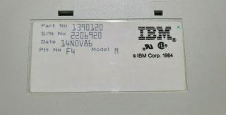 Rare 14NOV1986 Vintage IBM XT Keyboard Part No 1390120 Model M (matches IBM XT) 3