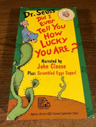 Dr.  Seuss Did I Ever Tell You How Lucky You Are? Vhs Tape Cartoon Rare