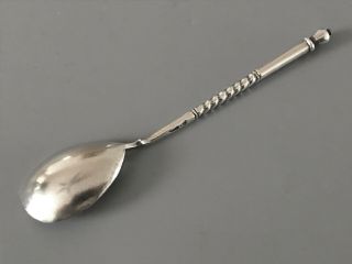 Antique 4.  25” Tsarist Imperial Russian Silver Spoon 84 Hallmark