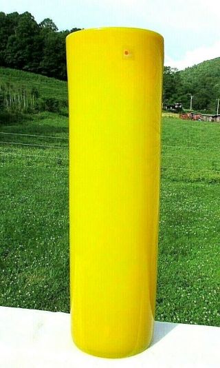 Blenko Glass Very Tall Opaque Yellow Cylinder 22 " H X 6 " W Rare 2008 Wow