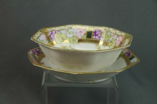 Hand Painted Nippon Gold Moriage Sauce Dish Underplate Violets Antique