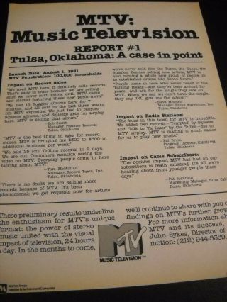 Mtv Rare October 1981 Promo Poster Ad Report 1 - Tulsa Oklahaoma Case In Point
