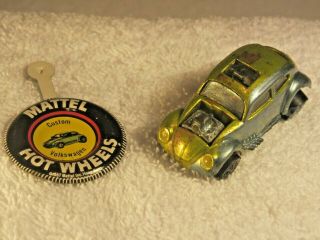 Rare 1967 Mattel Hot Wheels Custom Volkswagen Redline W/pin & Roof Antifreeze