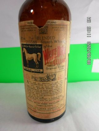 Vintage Rare White Horse Cellar Blended Scotch Whiskey Brown Bottle (Spring Cap) 2