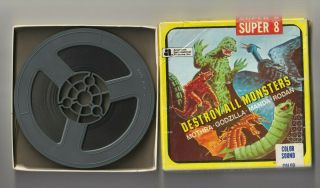 Rare Vintage 8mm Color Sound Movie Film Godzilla Destroy All Monsters 1968