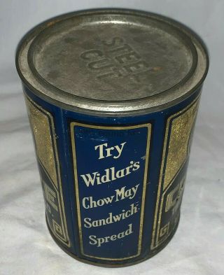 ANTIQUE CW BRAND COFFEE TIN LITHO 1LB TALL CAN WIDLAR CO COUNTRY STORE GROCERY 2