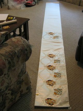 Japanese White Silk Obi Fabric Bolt 5 Yards Woven Gift Box Patterns