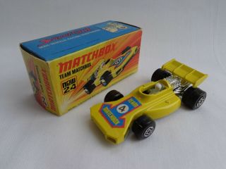 Matchbox Lesney Superfast No24 Team Mbx Racing Car Very Rare Yellow Vnm Boxed