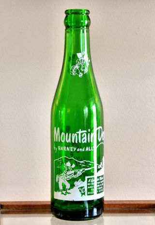 Rare vintage Hillbilly Barney and Ally Mountain Dew 7 Oz Soda Bottle 2