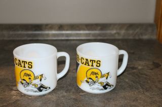 Two Federal Glass Coffee Mugs Tiger Cats Football Advertising Football Team