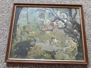 Vintage Retro Dufex Foil Art Prints Mythical Fairy Troll Woodland Framed Picture
