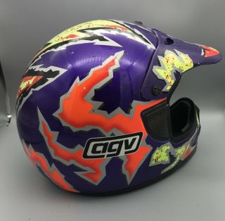 Vintage AGV SX/2 Motocross Motorcycle Helmet 90s 1996 w/ Visor Italy rare 3