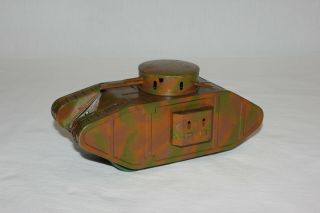 Rare Gebruder Bing German Tin Wind Up Camouflage Army Tank Ex Must L@@k