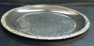Vintage Silver Plated Round 11 Inch Drinks Tray