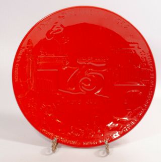 Rare Vintage Frankoma Red Oklahoma 75 Anniversary Commemorative Plate C 1982