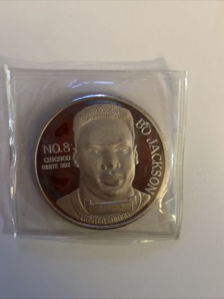 1990 Bo Jackson White Sox One Troy Oz Silver Coin Rare Dual Sided