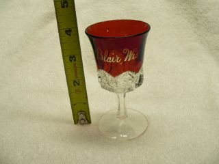 Antique Vintage Ruby Flash Souvenir Cup Glass Blair,  Wisconsin Wi