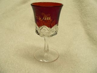 Antique Vintage Ruby Flash Souvenir Cup Glass Blair,  Wisconsin WI 3