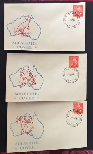 Australia 1948 Farrer Set Of 3 Rare Generic Unaddressed Fdcs