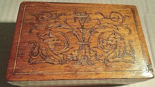 Small Vintage Wooden Box - With A Design Of Dragons On The Lid