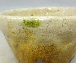 D914: Japanese SAKE cup of really old pottery with tasteful glaze and tone 2
